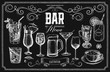 © nata_danilenko - Set of cocktails on a chalk board. A selection of illustrations for the design of the menu of restaurants and bars.