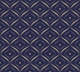 Poster - Thin seamless pattern. Fan tiles. Exquisite subtle wallpaper. Art deco background. Abstract elegant fishnet. Repeating graphic backdrop. Modern stylish texture. Geometric black and white lattice 