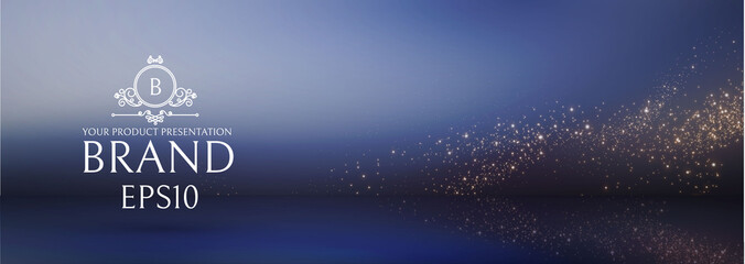 Wall Mural - magic empty scene with gold glitter lights. abstract blur background.