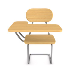 Sticker - School desk and chair on white background. Isolated 3D illustration