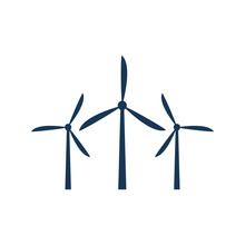 Wind Power Turbine Icon Set. Windmill Symbol Vector Illustration Isolated On White
