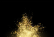 Gold Glitter Dust Texture . Design Element Golden Explosion Grainy Abstract Background. Vector Illustration