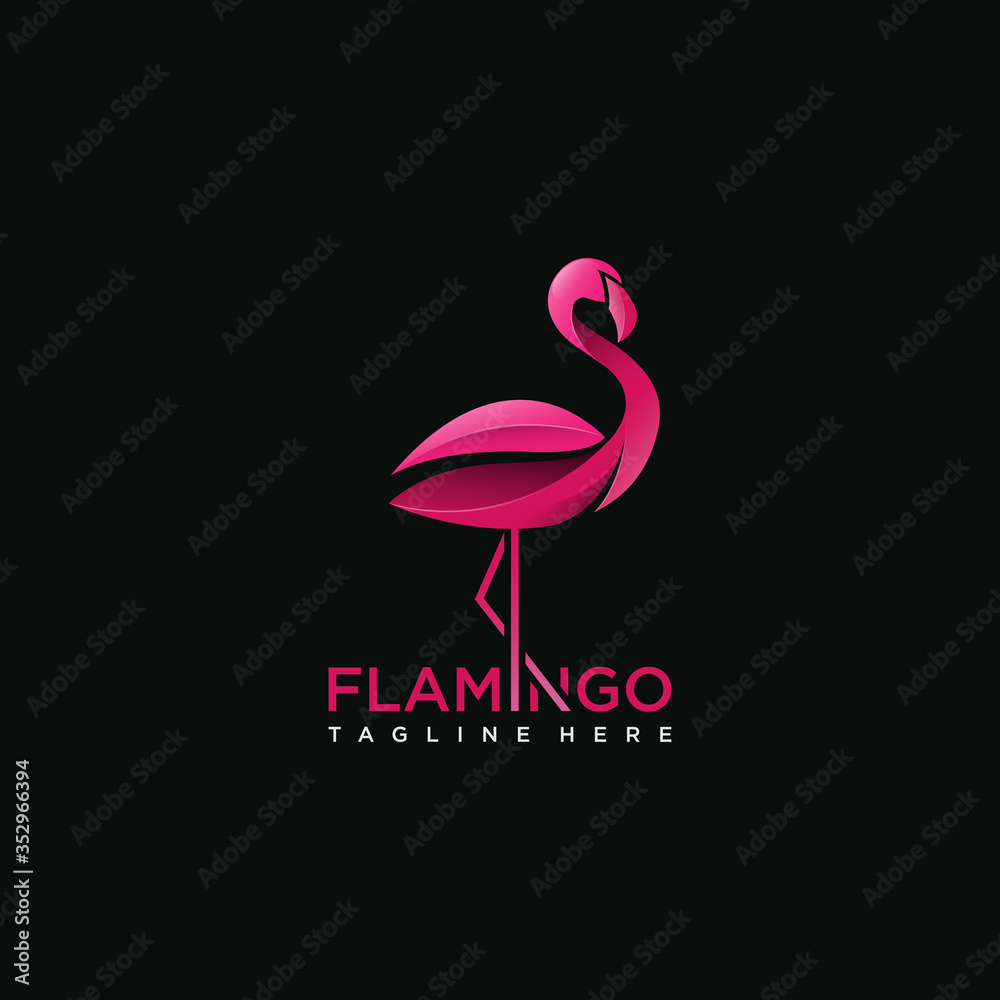 Flamingo bird logo concept  - obrazy, fototapety, plakaty 