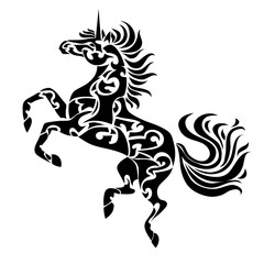 Magic unicorn silhouette vector illustration.