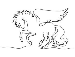 Wall Mural - One line drawing horse vector illustration