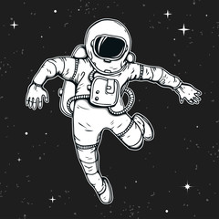 Astronaut vector illustration. Hand drawn spaceman