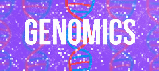 Wall Mural - Genomics Theme with DNA and abstract network patterns