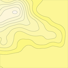 Fototapete - Yellow topographic contour map. Vector cartography illustration.