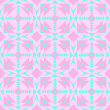 Geometric Pattern, Turquoise And Pink Pattern With Circles