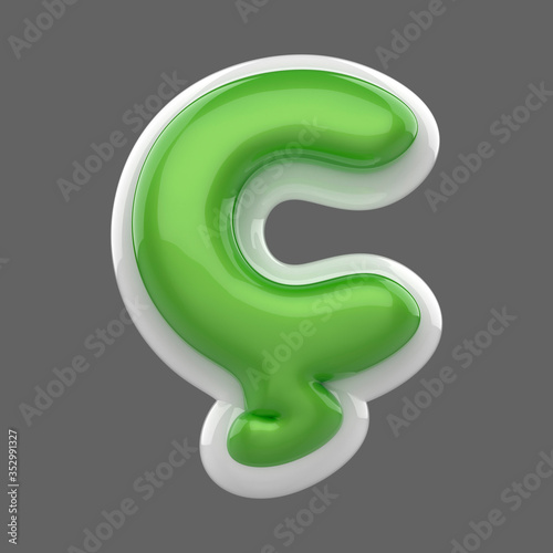 C Rounded Cool Funny Letter Type Reflexive Green Alphabet 3d Typeface For A Funny Title Or Text Ilustracion De Stock Adobe Stock