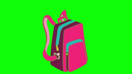Poster - backpack hand drawn animation green screen. explanatory icons for video editing