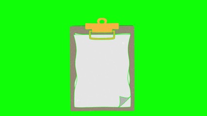 Poster - paper clipboard hand drawn animation green screen. explanatory icons for video editing