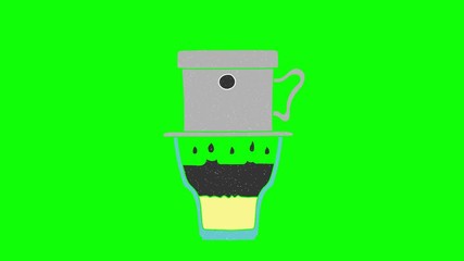 Poster - Vietnam drip hand drawn animation green screen. explanatory icons for video editing