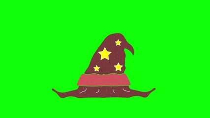Poster - witchs hat hand drawn animation green screen. explanatory icons for video editing