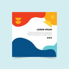 Wall Mural - Set of Editable minimal square banner template. Colorful social media post template. Modern promotion square web banner for social media mobile apps