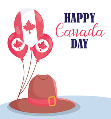 Poster - Canadian balloons and hat of happy canada day vector design