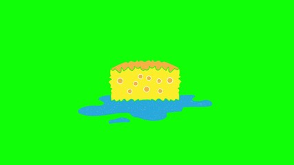 Poster - sponge hand drawn animation green screen. explanatory icons for video editing