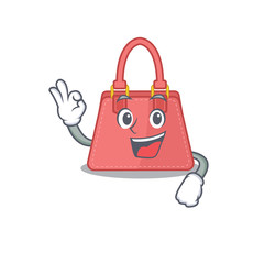 Wall Mural - Women handbag mascot design style showing Okay gesture finger