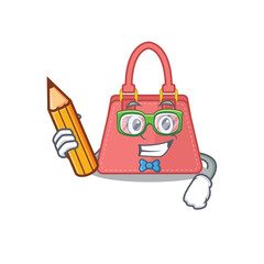 Poster - A clever student women handbag cartoon character study at home