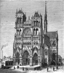 Wall Mural - Cathedral of Our Lady of Amiens, vintage illustration.