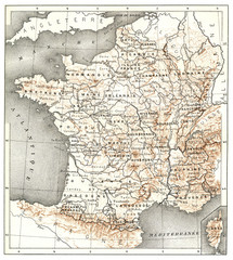 Wall Mural - Former provinces of France, vintage illustration.