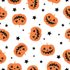 Halloween Seamless Pattern with Pumpkins