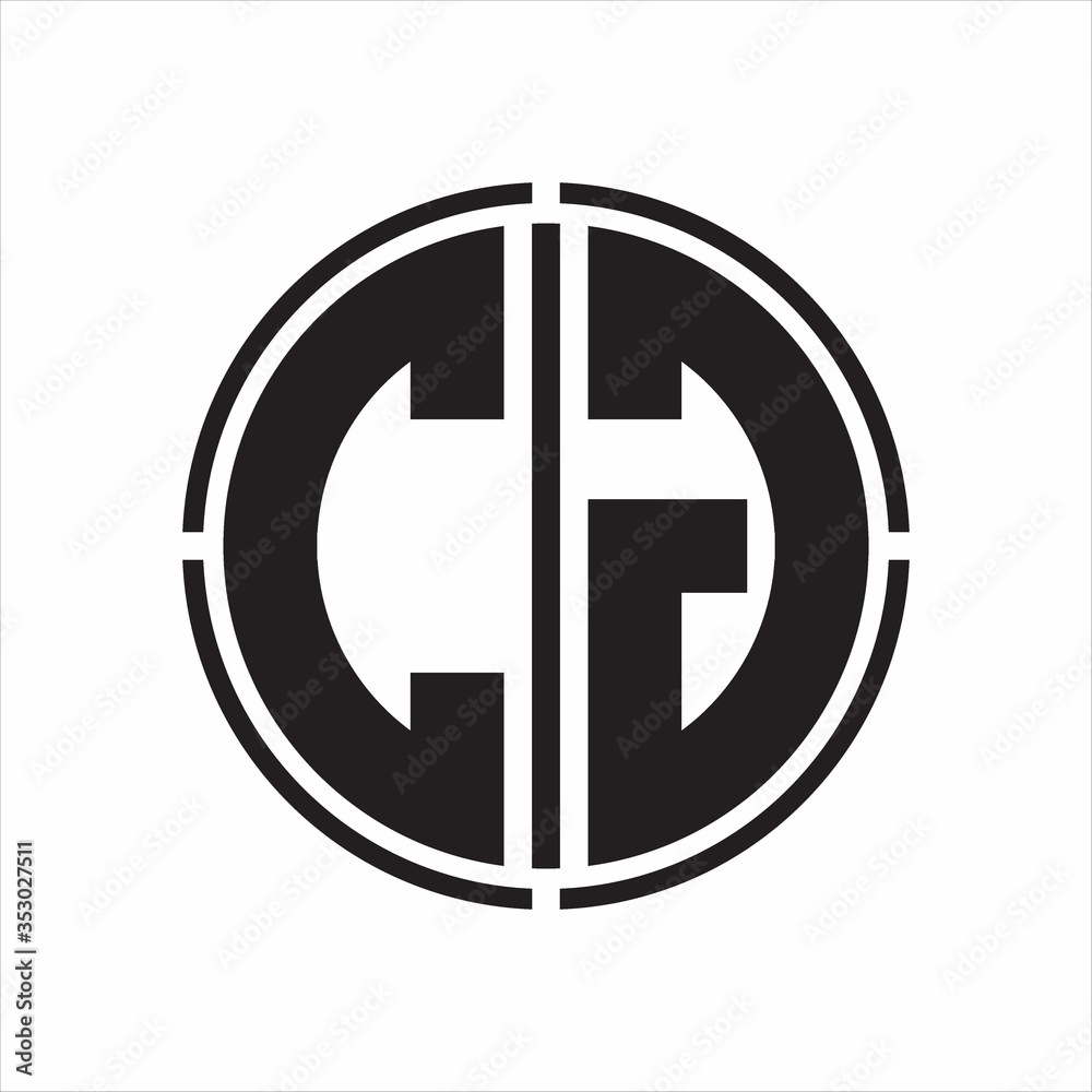 CG Logo initial with circle line cut design template on white ...