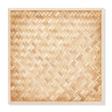 Close Up Woven Bamboo Pattern Frame Isolated On White With Clipping Path.
