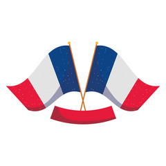 Poster - Isolated france flags with ribbon vector design