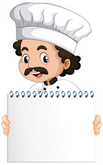 Poster - Blank sign template with happy chef on white background