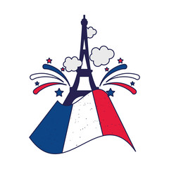 Canvas Print - france eiffel tower with flag vector design