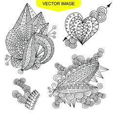 Poster - Coloring book page. Ethnic style. Line art. Creative abstration. Decorative hand drawn element. Black icon isolated on white background. Vector EPS 10.