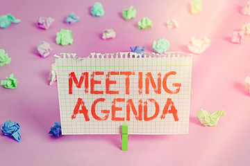 Fototapete - Handwriting text Meeting Agenda. Conceptual photo items that participants hope to accomplish at a meeting