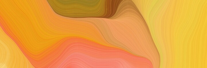 Poster - horizontal background banner with pastel orange, light salmon and dark golden rod color. contemporary waves design