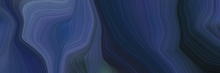 Poster - landscape orientation graphic with waves. modern curvy waves background design with dark slate gray, slate gray and very dark blue color