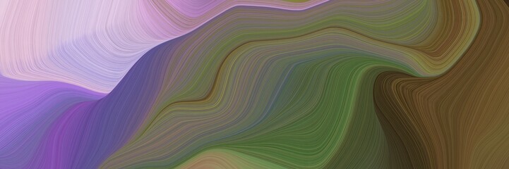 Poster - horizontal background banner with dark olive green, light pastel purple and old lavender color. modern soft swirl waves background illustration