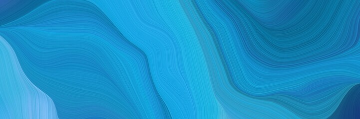 Aufkleber - beautiful horizontal banner with light sea green, teal and sky blue color. modern curvy waves background illustration