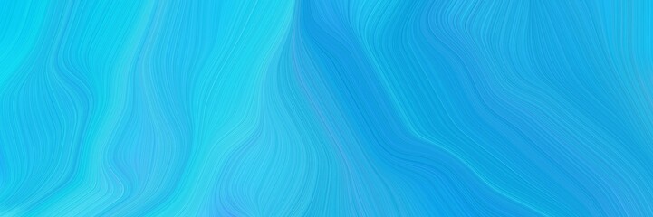 Poster - horizontal banner background with deep sky blue, dodger blue and medium turquoise color. abstract waves illustration