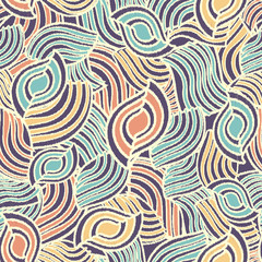Leinwandbilder - Seamless abstract pattern with the image of geometric shapes and lines. 
