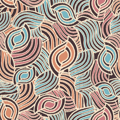 Leinwandbilder - Seamless abstract pattern with the image of geometric shapes and lines. 