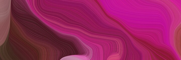 Poster - dynamic horizontal banner. elegant curvy swirl waves background design with dark moderate pink, very dark pink and mulberry  color