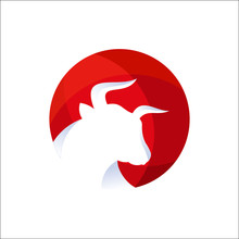 Red Bull Head Logo Design Template