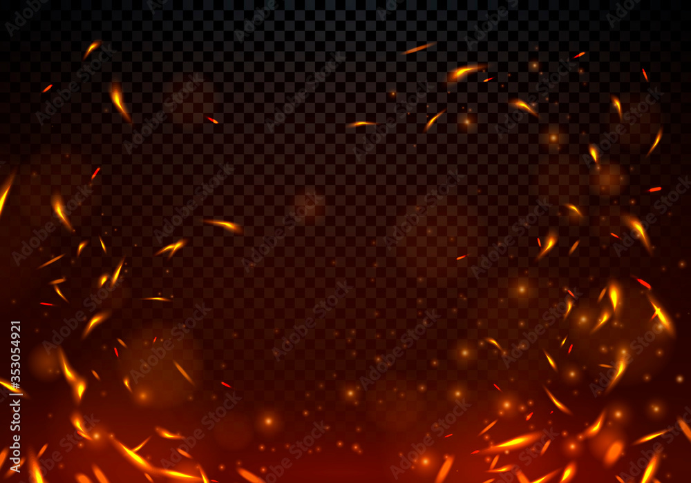 Vector Illustration Fire Sparks On Transparent Background. Stock Vector ...