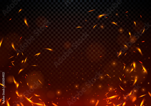 Fotomural Vector Illustration Fire Sparks On Transparent Background.