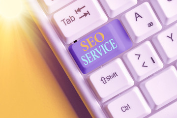 Poster - Handwriting text Seo Service. Conceptual photo techniques and procedures to increase the website visibility