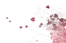 Pink Glitter Hearts On White Background 