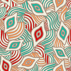 Leinwandbilder - Seamless abstract pattern with the image of geometric shapes and lines. 
