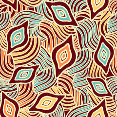 Leinwandbilder - Seamless abstract pattern with the image of geometric shapes and lines. 
