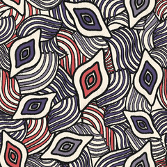 Leinwandbilder - Seamless abstract pattern with the image of geometric shapes and lines. 
