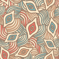 Leinwandbilder - Seamless abstract pattern with the image of geometric shapes and lines. 
